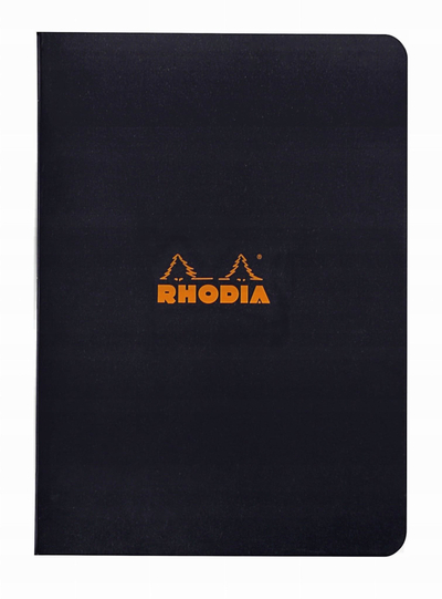 Fletore Rhodia Side Stapled, me vija, 6" x 8.25", e zezë