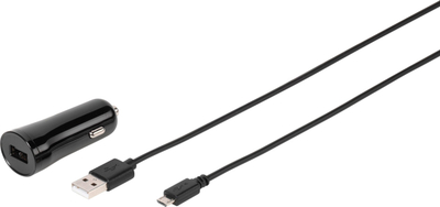 Karikues makine Vivanco Fast Car Charger Set, 12W, me kabllo Micro USB, i zi