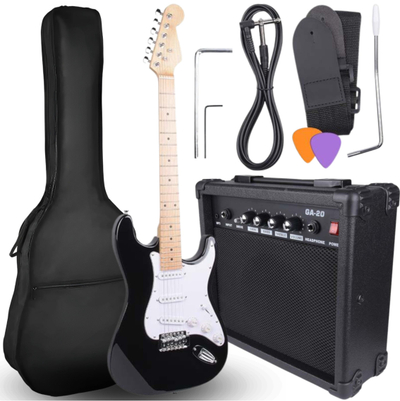 Set kitarë elektrike NN EG SET BK, amplifier 20W, stratocaster, e zezë