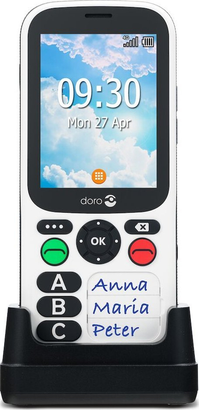 Telefoni Doro 780X, 2.8", me buton emergjence, bardh e zi