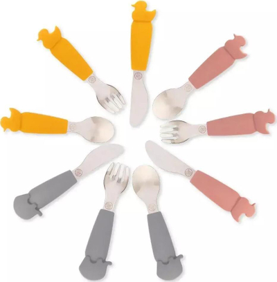 Set bashkimi ECO RASCALS Elephant, 3 pjesë, silikon dhe çelik inox, ngjyrë teal