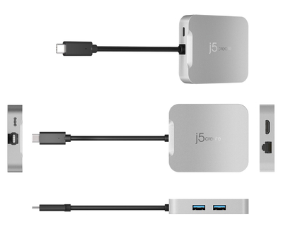 Adapter USB C J5create JCD391 4K60 Elite, PD Multi Port, ngjyrë argjendi
