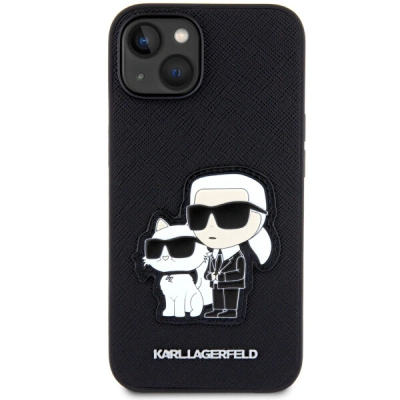 Kllëf telefoni Karl Lagerfeld NFT Saffiano për iPhone 14, lëkurë PU, i zi