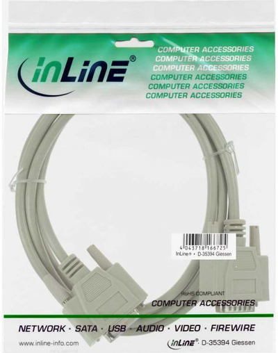 Kabllo zgjatëse InLine DA-15, DB15, 5m, gri
