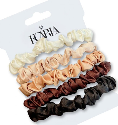 Lidhëse flokësh Raria G128, set me 5 copë, material saten, ngjyra neutrale