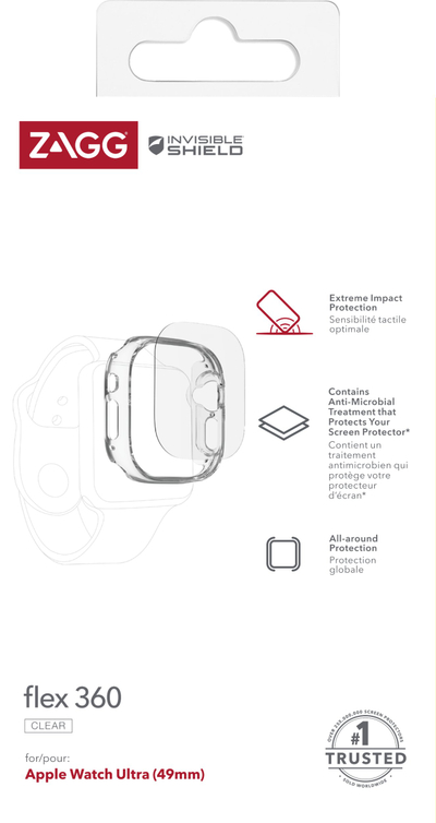 Mаска InvisibleShield Flex 360 за Apple Watch Ultra 49mm, сет за заштита на екран и рамка, проѕирна
