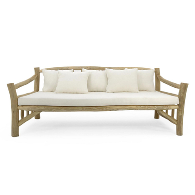 Sofa Torc druri teak natyral–e bardhë 210×100×80 cm (HM9339), bardhë