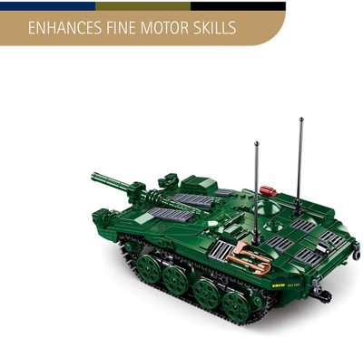 Set ndërtimi Sluban STRV103 Main Battle Tank M38-B1010, blloqe ndërtimi, tank modeli, i gjelbër ushtarak