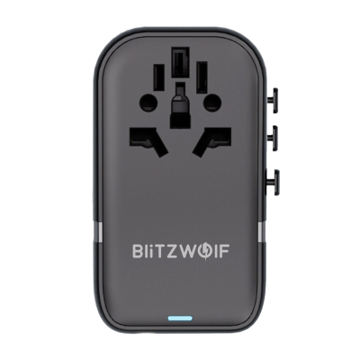 Adapter udhëtimi BlitzWolf BW-TA2, 5 në 1, USB-C PD 100W GaN, i zi