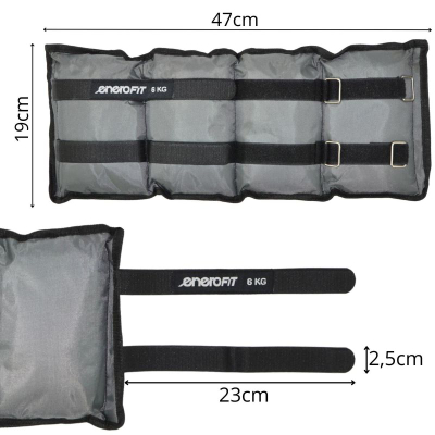 Pesha për kyçe EB Fit, set 2x6kg, për duar edhe këmbë, gri