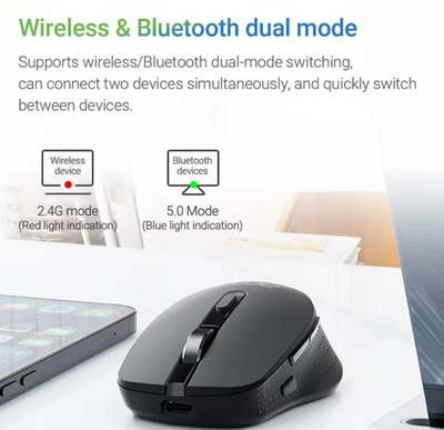 Maus wireless Acer M155, 1600 DPI, USB C edhe Bluetooth, i zi