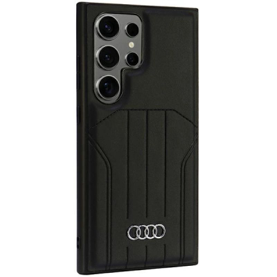 Kapak telefoni Audi Synthetic Leather MagSafe për Samsung Galaxy S24 Ultra, lëkurë sintetike, me magnet MagSafe, i zi