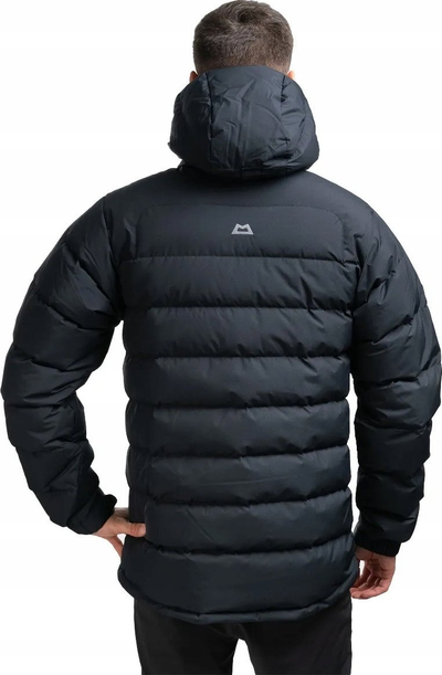 Xhaketë dimri Mountain Equipment Lightline Eco për burra, me pupla të ricikluara, me kapuç që hiqet, e zezë