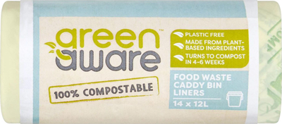 Qese kompostuese GreenAware, 12L, 14 copë, jeshile
