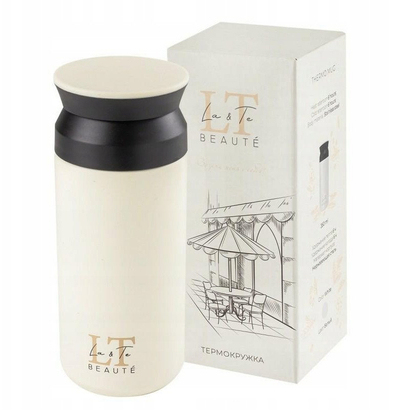 Termus për pije Thermos, 350ml, çelik inoksi, i bardhë krem