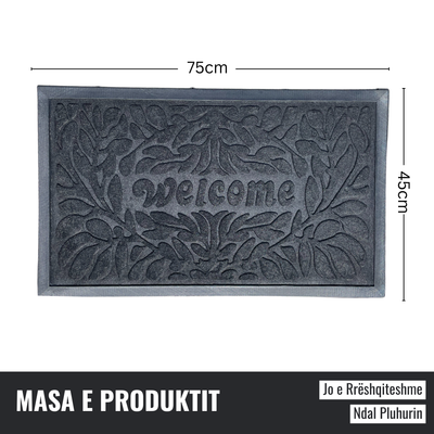 Tepih parahyrjes Nagavci Home Welcome, antirrëshqitës, 45x75 cm, i zi