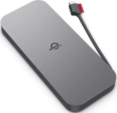 Power bank Lenovo Go, 10000mAh, karikim wireless Qi, gri