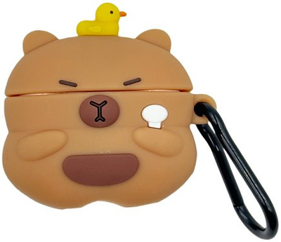 Mbështjellës silikoni AirPods 1/2 3D Bear Duck, fleksibël, shumëngjyrësh