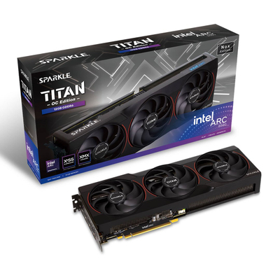 Kartë grafike SPARKLE Intel Arc B580 TITAN OC, 12GB, me tre ftohsa