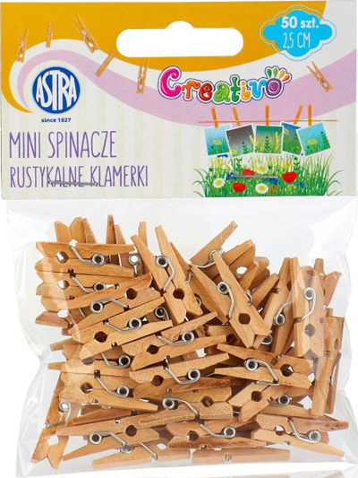 Декоративни дрвени штипки Astra Creativo, 2,5 cm, сет 50 парчиња, природна боја