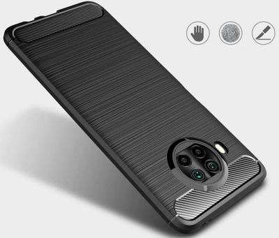 Mbulesë telefoni Beline Carbon për Xiaomi Mi 10T Lite 5G, gomë e butë fleksibël, motiv karboni, e zezë