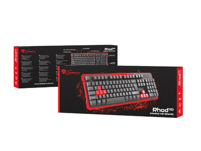 Tastierë Gaming Natec RHOD 110, USB, e zezë / e kuqe