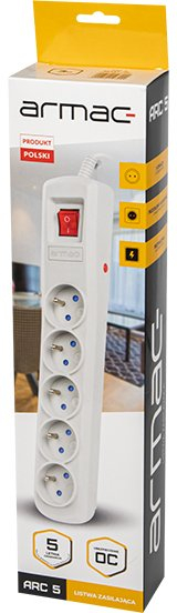 Prizë zgjatuese Armac, 5 dala, kabllo 5m, gri