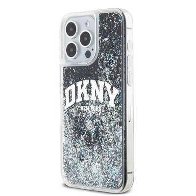 Kallëp telefoni DKNY Liquid Glitter, për iPhone 14 Pro Max, plastik, i zi me shkëlqim