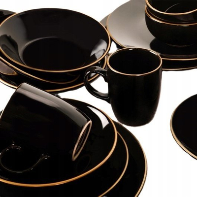 Set darke Keramika 275KRM1730, qeramike, 6 persona, e zezë