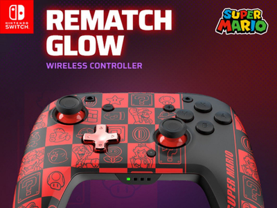 Контролер PDP Rematch Glow in the Dark, Безжичен, шарен