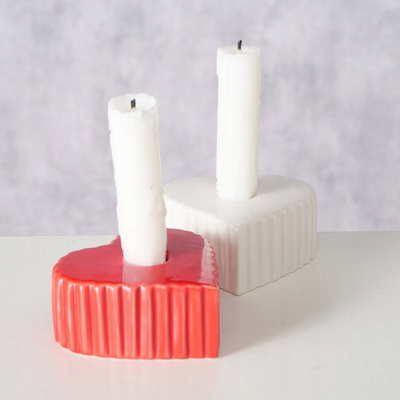 Mbajtëse qirinjsh Boltze Home Anima, qeramike, 4 x 9 cm, e kuqe