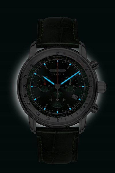 Orë dore Zeppelin 8888-4 LZ 14 Marine, kronograf kuarc 42mm, e zezë