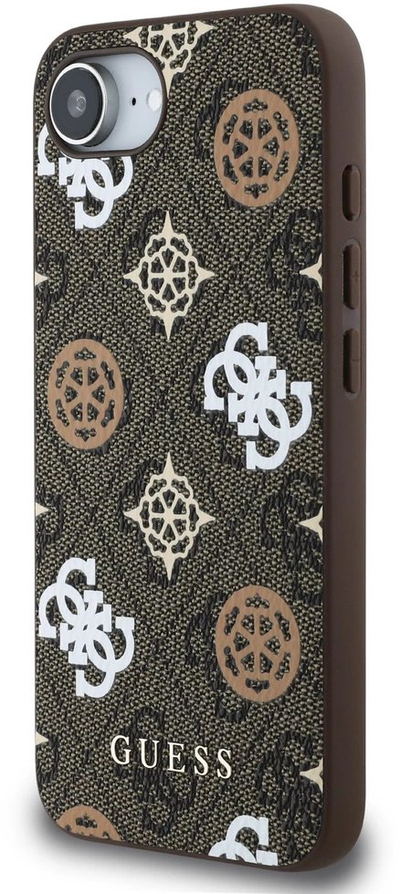 Маска за телефон Guess PU 4G Peony MagSafe, за iPhone 16e, кафена