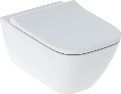 WC murale Geberit Smyle Square Rimfree, me kapak Soft Close, e bardhë