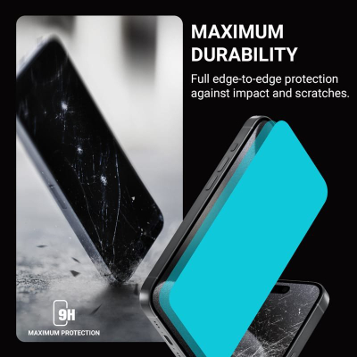 Xham mbrojtës Crong Anti-Bacterial 3D Armour Glass për iPhone 16 Pro, 9H, i kthjellët