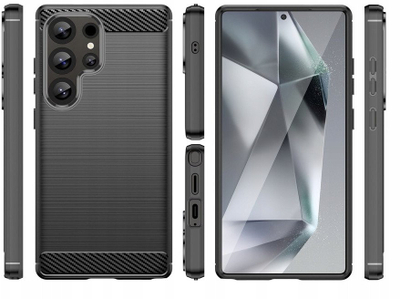 Kapak silikoni Carbon Case për Samsung Galaxy S25 Ultra, i butë, mbron nga goditjet, i zi
