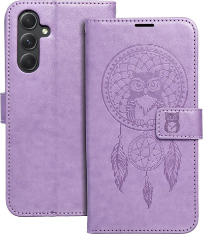 Футрола телефон Mezzo Book Dreamcatcher за Samsung Galaxy A54 5G, магнетна, со џебови, виолетова