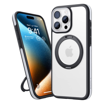 Mbrojtëse telefoni Torras Rigid Durable për iPhone 16 Pro Max, paketë 2 copë, MagSafe, transparente me kornizë të zezë