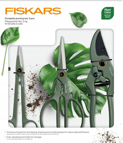 Сет градинарски ножици Fiskars 1075317, 3 парчиња, челик