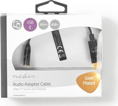 Adapter audio Nedis USB C në 3.5 mm, USB 3.2 Gen 1, 0.15m, i zi