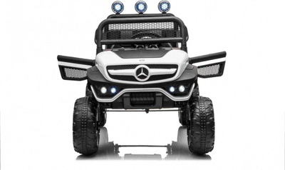 Makinë lodër me bateri Mercedes Unimog, 12V, 2 ulëse, e bardhë
