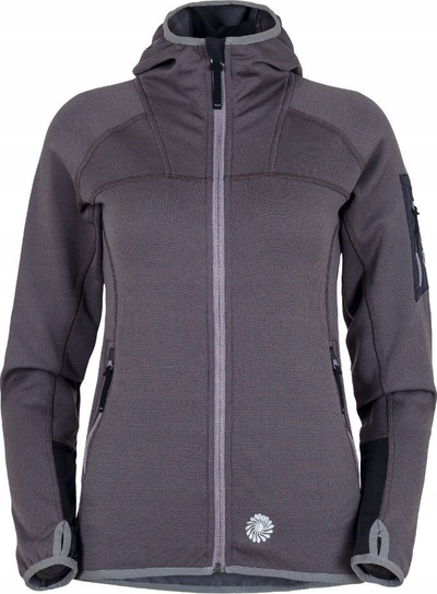 Bluzë sportive MILO HEYOO LADY, fleece elastik, me kapuç, gri