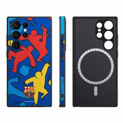 Këse telefoni FC Barcelona për Samsung Galaxy S24 Ultra, magnetike MagSafe, blu e kuqe