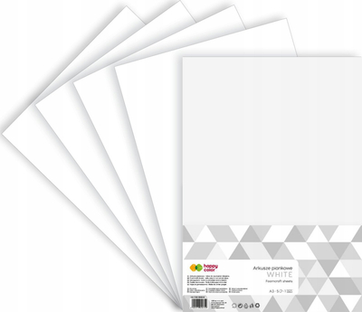 Letër shkumëzuese Happy Color White Foam, A3, set 5 fletë, e bardhë