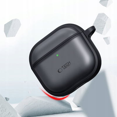 Mbulesë mbrojtëse Tech-Protect Magmat për Apple AirPods Pro 3, TPU dhe polikarbonat, me karabinë, e zezë mat