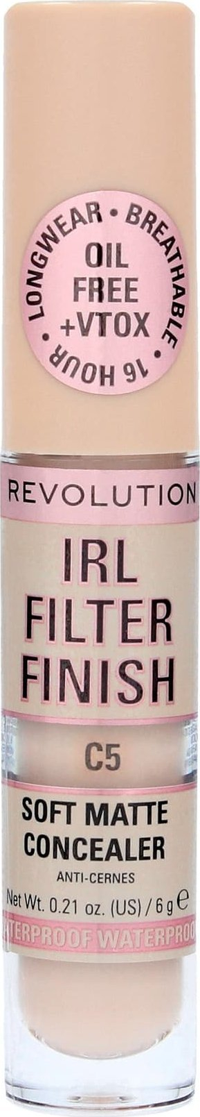 Коректор Makeup Revolution IRL Filter 16H, хидратантен, целосно покривање, нијанса C5