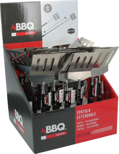 Shpatull BBQ CY5656950, dorezë teleskopike 59 cm, inox, shumëngjyrëshe