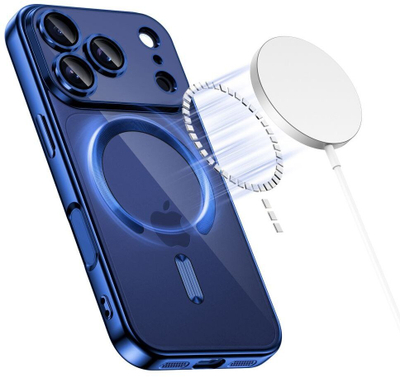 Këllëf telefoni Tech-Protect MagFlex për iPhone 17 Pro Max, MagSafe, transparent, blu e errët