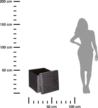 Tabure palosëse Velvet Liam, me vend për ruajtje, kubik, gri pebble