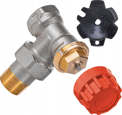 Valvul termostatike e drejtë Comap D3805E, 1/2", me pararregullim, e nikluar